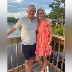 flutter dress V-neck (front and back). worn 2 times! Perfect for spring summer.